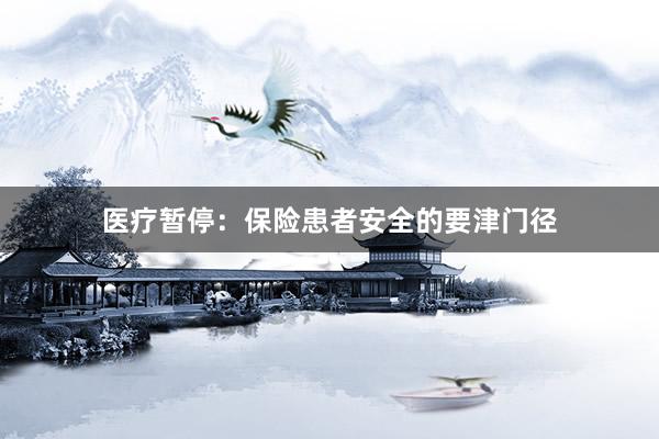 医疗暂停：保险患者安全的要津门径