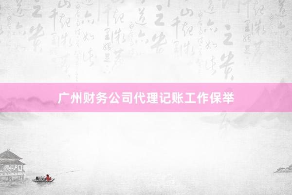 广州财务公司代理记账工作保举
